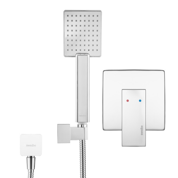 Смеситель для душа встраиваемый Swedbe Platta с душевым комплектом хром (5534)
