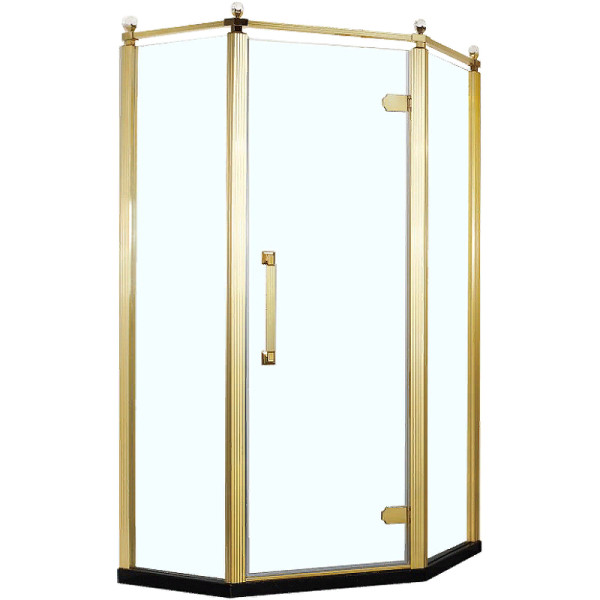 Душевое ограждение Azario Ontario 100х100х200 стекло прозрачное профиль хром золото (AZ-NBB3231 100 GOLD)