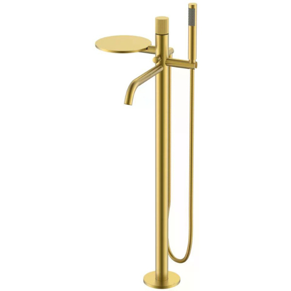 Смеситель напольный Boheme Stick золотой с душевым комплектом (129-MG.3)