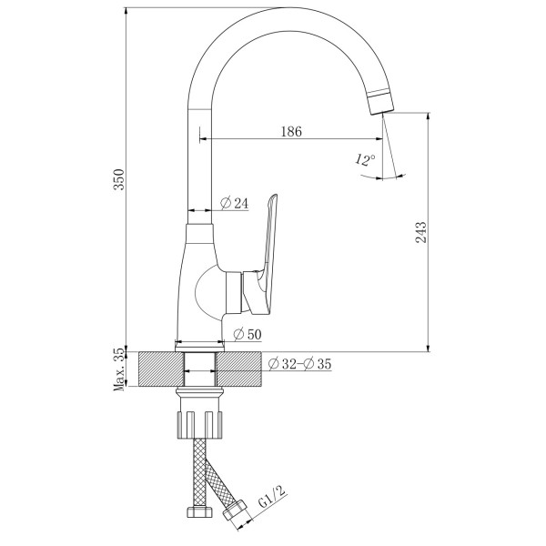 Смеситель для кухни Esko Лагос черный (LG519B) Смеситель для кухни Esko Лагос черный (LG519B)
