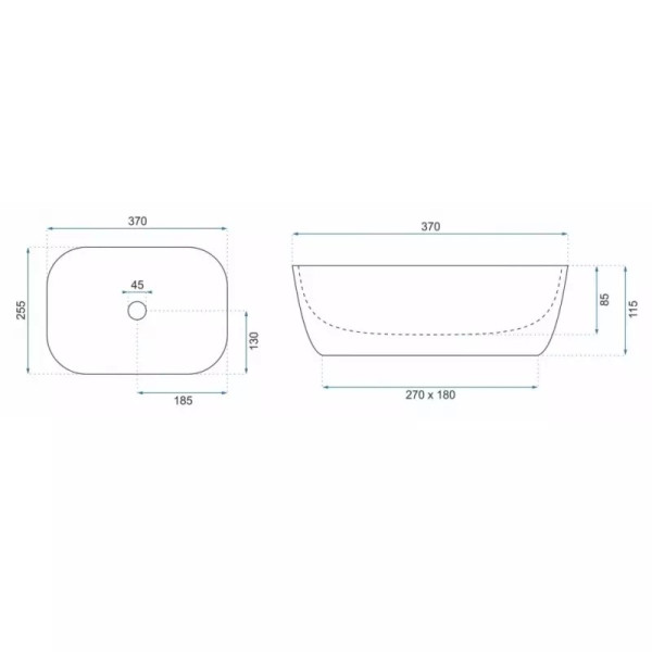 Раковина накладная Rea Belinda 36x25 мрамор (REA-U6505)
