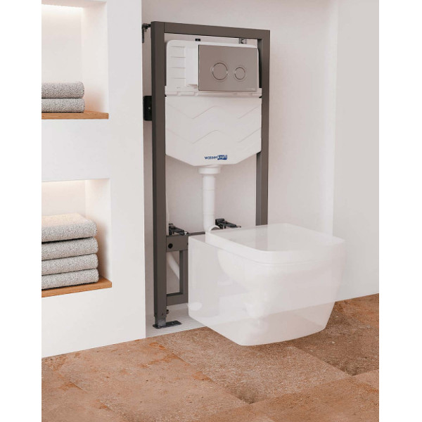 Инсталляция для подвесного унитаза WasserKRAFT Aller с клавишей (10TLT.010.ME.BN01) никель
