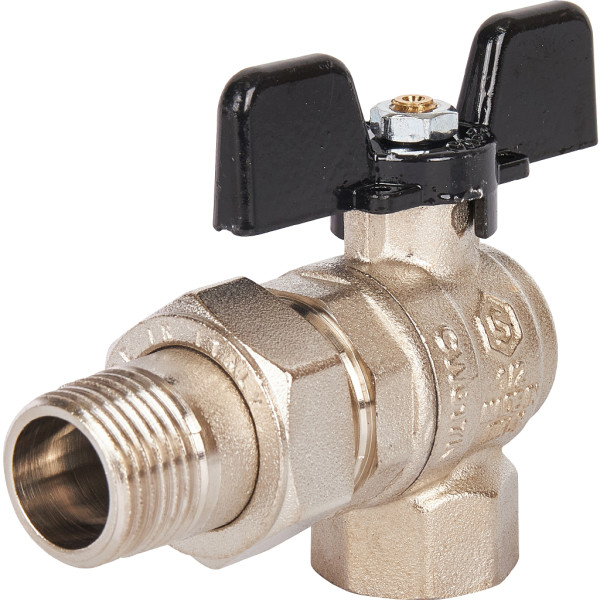 Кран угловой 1/2" шаровый со сгоном Stout ГОСТ (чёрная бабочка, полнопроходной) SVB-0008-200015