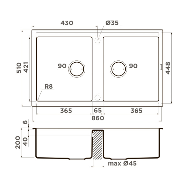 Мойка для кухни врезная Omoikiri Kitagawa 86-2-GR Artceramic/leningrad grey (4993491) Мойка для кухни врезная Omoikiri Kitagawa 86-2-GR Artceramic/leningrad grey (4993491)