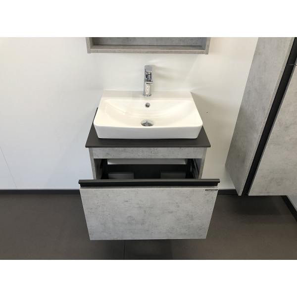 Тумба подвесная с раковиной Comforty Эдинбург 600x400x400 дуб светлый/черный (00-00001928)