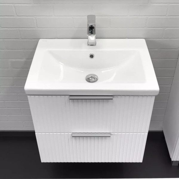 Тумба подвесная с раковиной Comforty Лима 600x450x560 белый матовый (00-00019210)