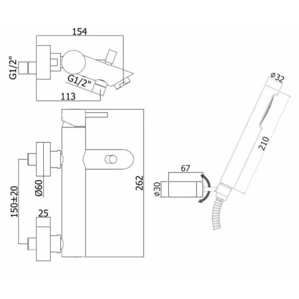 Смеситель для ванны и душа Paffoni Light золотой (LIG023HGSP)