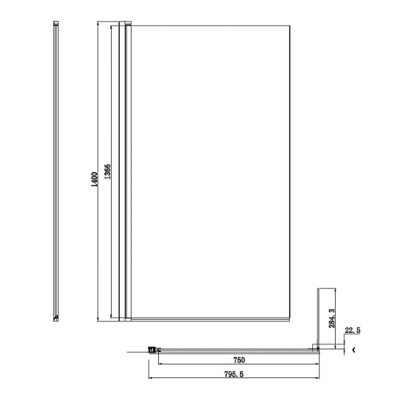 Душевая шторка на ванну 80х140  Damixa X-Joy (DX35WBS-D080-140MT)