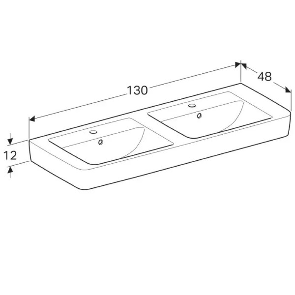 Раковина подвесная Geberit Renova Nr.1 Plan 30x48 двойная, мебельная,белая (122130000)