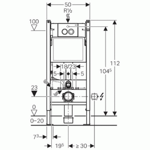 Инсталляция для подвесного унитаза Geberit Duofix UP 100 Plattenbau с клавишей Delta21 (458.122.21.1) хром