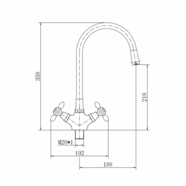 Смеситель для кухни Fashun с гибким изливом хром/чёрный (A44127-7)