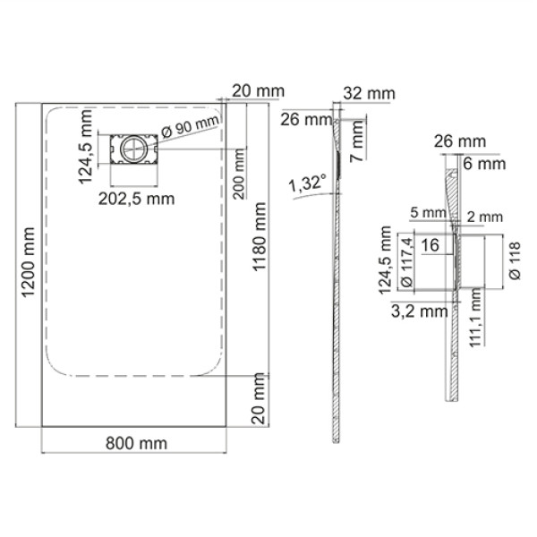 Душевой поддон WasserKRAFT Main 41T06 120х80