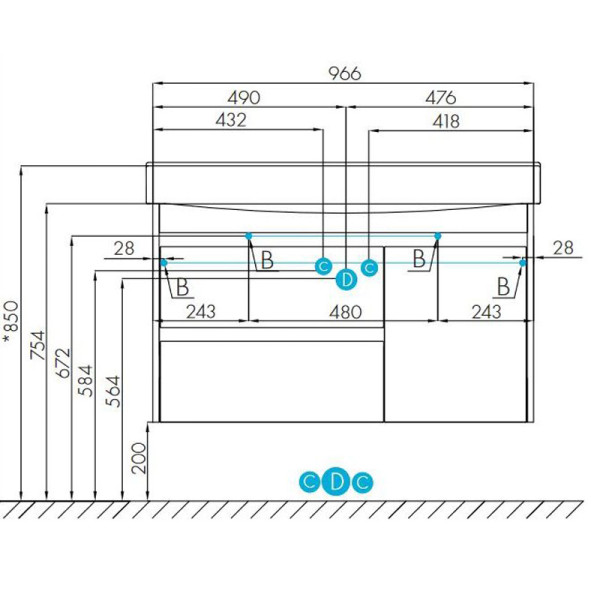 Тумба подвесная Aquaton 100x35,7x55,4 белая (1A249001NT010)