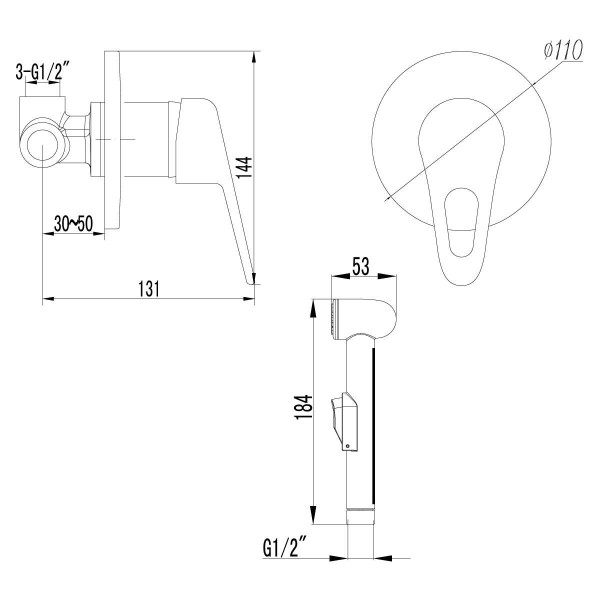 Смеситель Lemark Luna с гигиеническим душем (LM4119C)