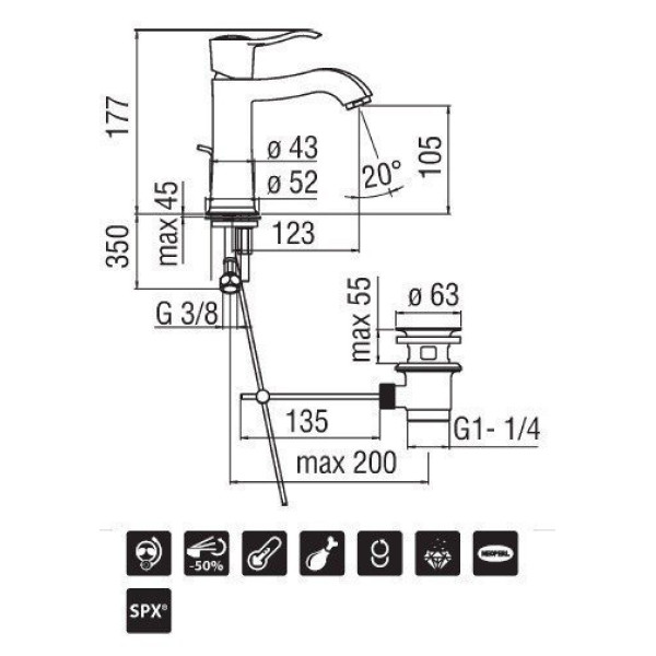 Смеситель для раковины Nobili Sofi хром (SI98118/1CR)