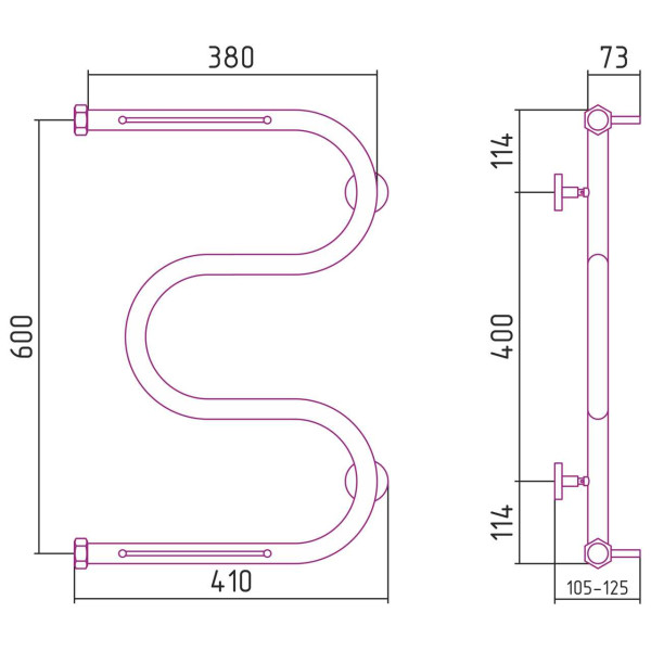 Полотенцесушитель водяной Сунержа М-образный 2 полки 600х400 хром (00-0008-6040) Полотенцесушитель водяной Сунержа М-образный 2 полки 600х400 хром (00-0008-6040)