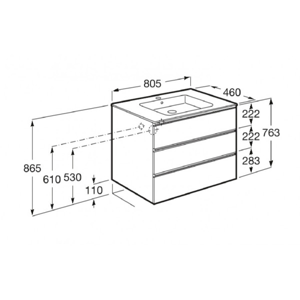 Тумба подвесная Roca The Gap 785x453x741 темно-коричневый (A857406402)