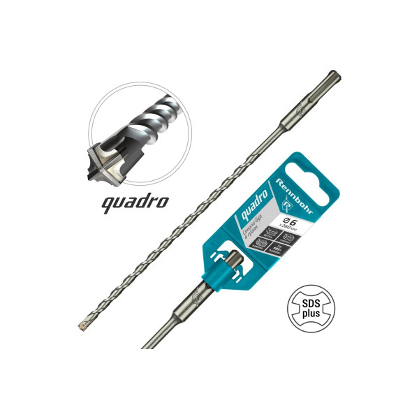 Бур для перфоратора SDS+ 6х260 мм. Rennbohr Quadro (4 грани) (510626)