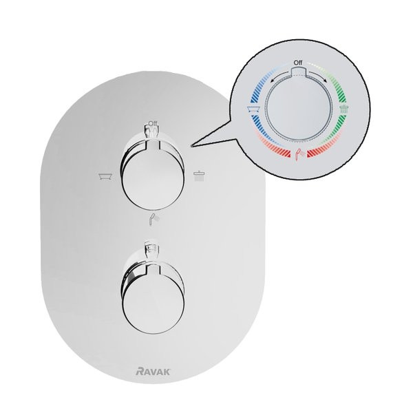 Смеситель для душа Ravak термостат для R-box multi 3 вывода внешняя часть хром CR 067.00 (X070075)