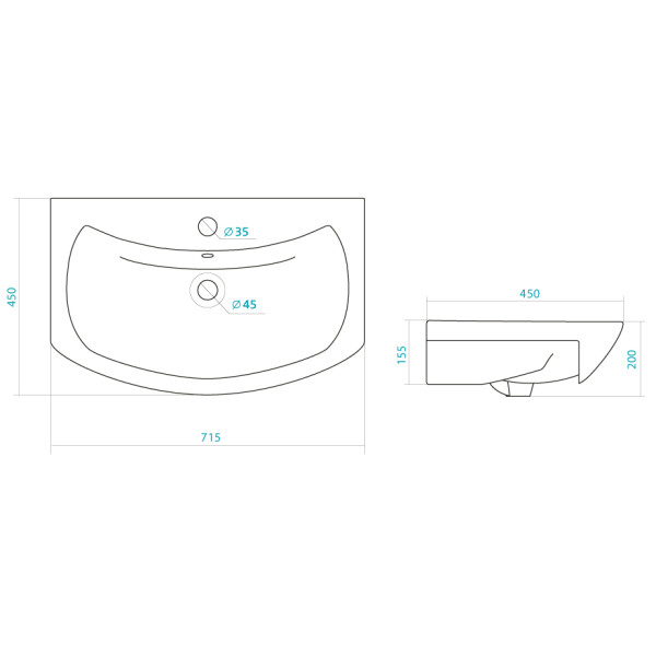 Раковина встраиваемая Santek Балтика 70 (1WH207776)