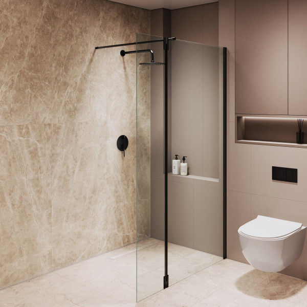 Душевая перегородка RGW WA-051B (WA-010B + Z-071B) 1200 стекло прозрачное, профиль черный (351005123-14)