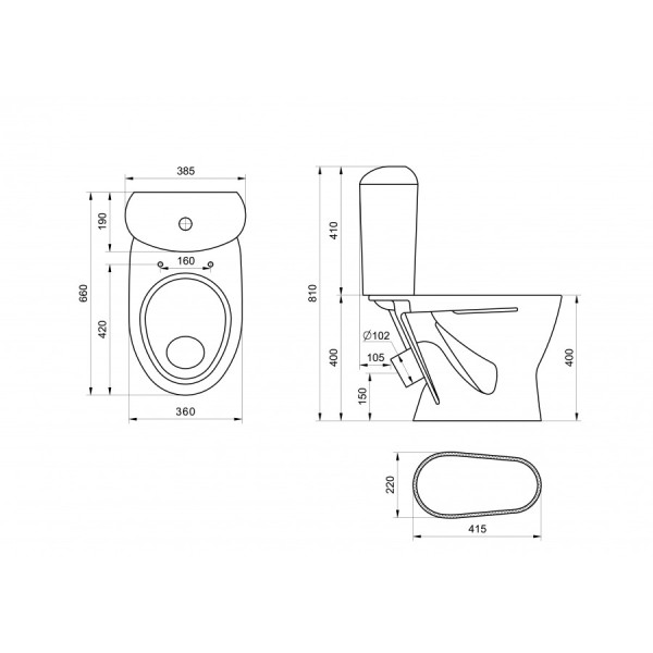 Унитаз-компакт Santeri Версия голубой 635x385x811 с сиденьем полипропилен голубой (1.P401.5.S06.00B.F)