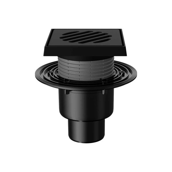 Трап регулируемый Fachmann T 310.0 PDsG 150x150 вертикальный выпуск DN50/75/110 с "сухим" гидрозатвором, решетка чугунная, чугунный подрамник (04.063)