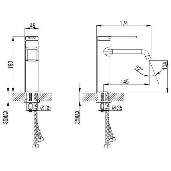 Смеситель для раковины Azario Vincente хром (AZ-VPV168326C)