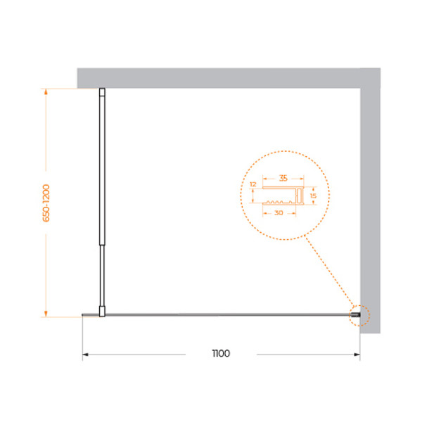 Душевая перегородка BelBagno Kraft 110x195 стекло прозрачное, профиль хром (KRAFT-L-1-110-C-Cr)