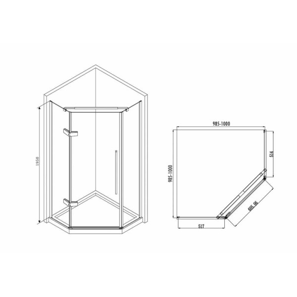 Душевой уголок ABBER Ewiges Wasser 100*100 стекло прозрачное, профиль черный (AG05100B) Душевой уголок ABBER Ewiges Wasser 100*100 стекло прозрачное, профиль черный (AG05100B)