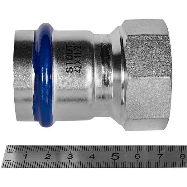 Переход 42х1 1/2"В Stout SSS-2022 ВПр-ВР (нерж.ст., пресс) SSS-2022-042112 Переход 42х1 1/2"В Stout SSS-2022 ВПр-ВР (нерж.ст., пресс) SSS-2022-042112