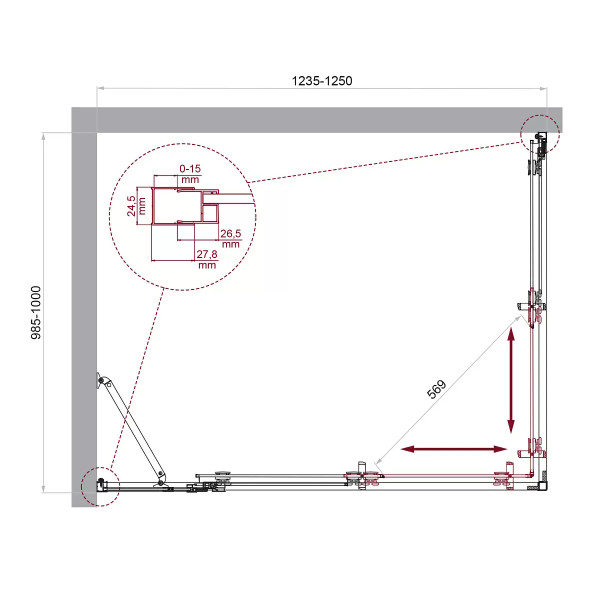 Душевой уголок BelBagno Luce 125x100x195 стекло прозрачное, профиль хром (LUCE-AH-21-125/100-C-Cr)