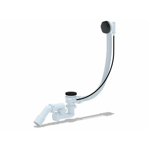 Обвязка для ванны АНИ полуавтомат 580 мм. (с регулируемым сифоном, с переходной трубой 45° 40/50 мм., ручка металл черный) АНИ пласт (EM321BL)