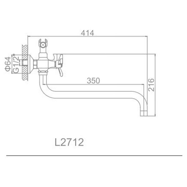 Смеситель для ванны и душа Ledeme с душевым гарнитуром (L2712)