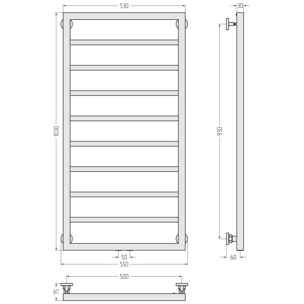 Полотенцесушитель водяной Сунержа Канцлер 1000x500 матовый белый (30-0254-1050)