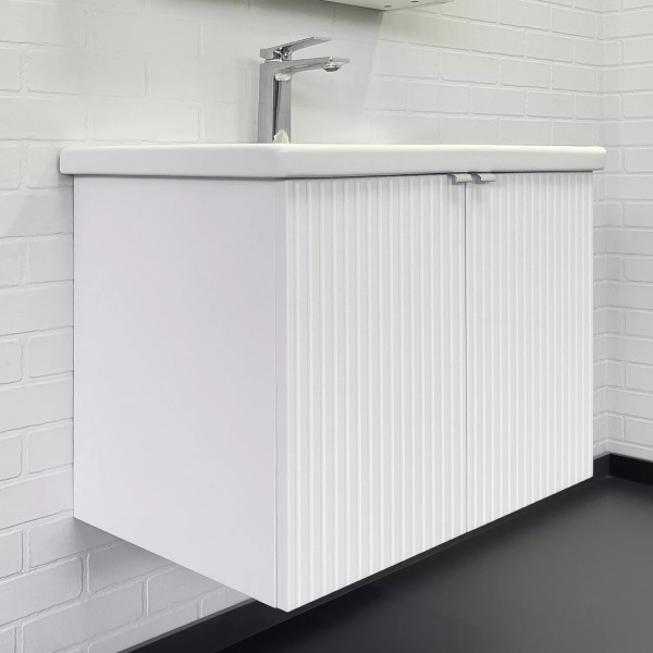 Тумба подвесная с раковиной Comforty Лима 700x450x550 белый матовый (00-00001284)