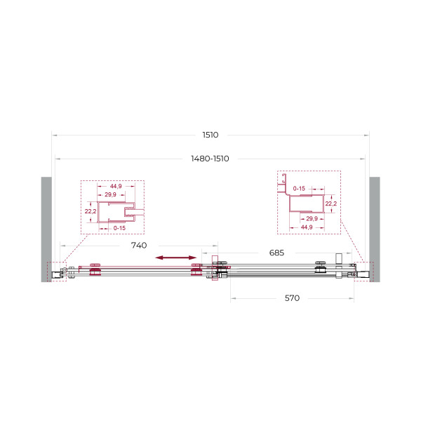 Душевая дверь BelBagno Marino 150x195 стекло прозрачное, профиль хром глянцевый (MARINO-2-BF-1-150-C-CR)