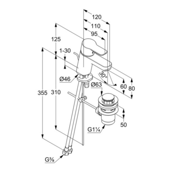 Смеситель для раковины Kludi Pure&Easy хром, донный клапан (373850565) Смеситель для раковины Kludi Pure&Easy хром, донный клапан (373850565)