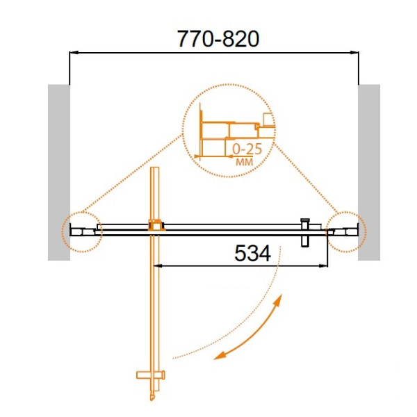Душевая дверь Cezares Molveno 80x195 стекло прозрачное, профиль хром (MOLVENO-BA-1-80-C-Cr-IV)