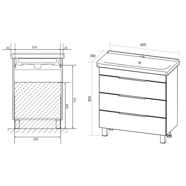 Тумба напольная 1Marka Gaula 600*380*850 черный (У92545)