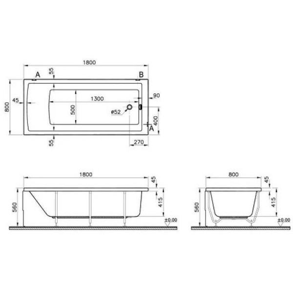 Ванна акриловая Vitra 180x80 белая (55840001000)