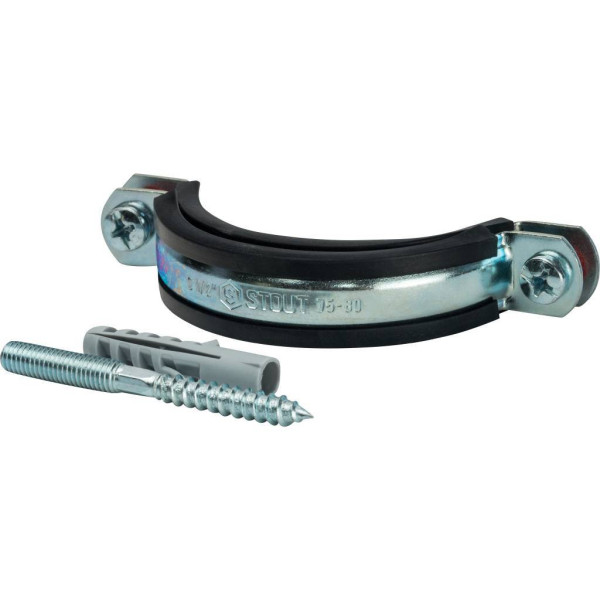 Хомут для труб со шпилькой и дюбелем Stout 2 1/2" (75-80 мм) (78 шт в упак.) (SAC-0020-100212)