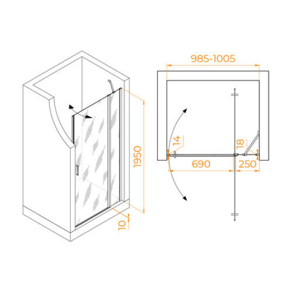 Душевая дверь RGW LE-004-Gr 81x195 стекло прозрачное, профиль серый (35120410-210) Душевая дверь RGW LE-004-Gr 81x195 стекло прозрачное, профиль серый (35120410-210)