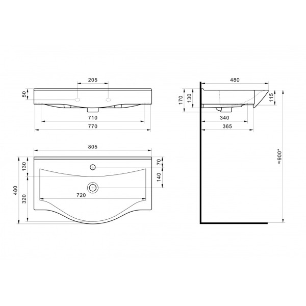 Раковина подвесная Santek Беверли-80 белая (1WH302422)