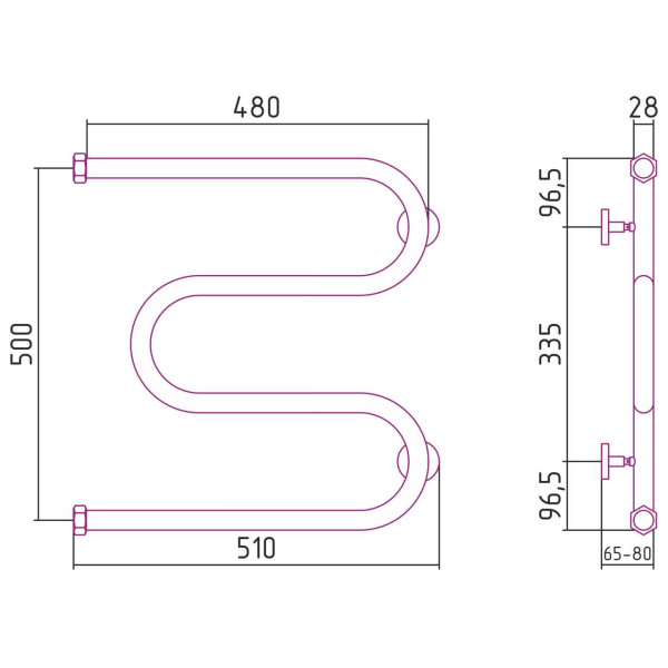 Полотенцесушитель водяной Сунержа М-образный 500х500 хром (00-0007-5050) Полотенцесушитель водяной Сунержа М-образный 500х500 хром (00-0007-5050)