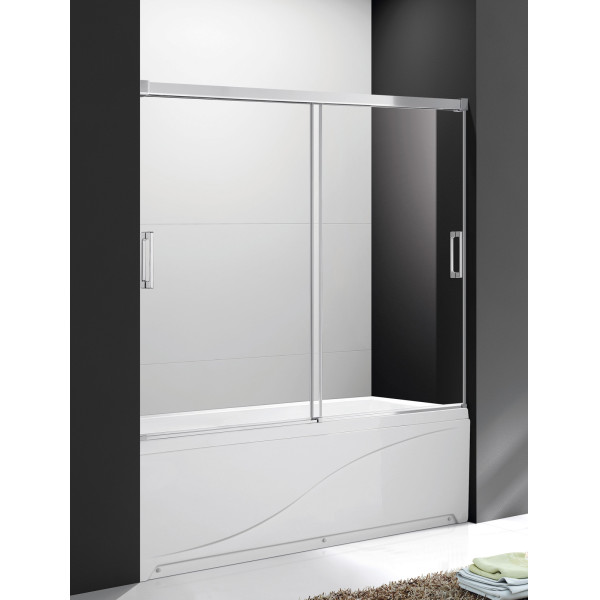 Душевая шторка для ванны Cezares Tandem-soft 200x145 стекло прозрачное, профиль хром (TANDEM-SOFT-VF-2-200/145-C-Cr-IV)