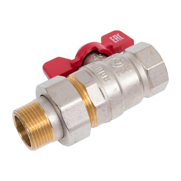 Кран 3/4" шаровый со сгоном Rommer (ГОСТ, красная бабочка) RBV-0005-2510220 Кран 3/4" шаровый со сгоном Rommer (ГОСТ, красная бабочка) RBV-0005-2510220
