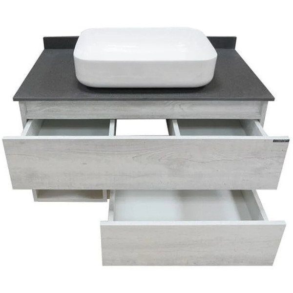 Тумба подвесная с раковиной Comforty Прага 900x520x630 дуб белый/графит (00-00014424)