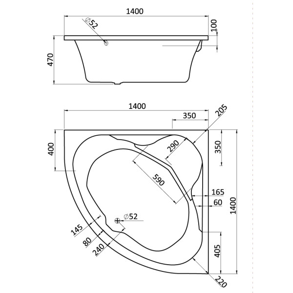 Ванна акриловая Santek Карибы 140х140 (1WH111982) Ванна акриловая Santek Карибы 140х140 (1WH111982)