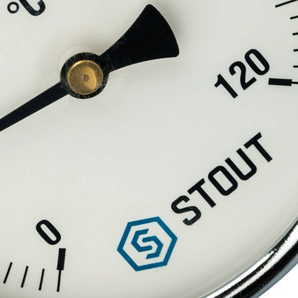 Термометр биметаллический 1/2" 100 мм 0-120°С гильза 100 мм. Stout (SIM-1001-101015)